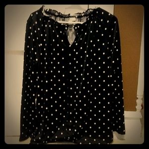 Croft & Barrow long sleeved polka-dot blouse